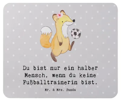 Produktbild von Mr. & Mrs. Panda Mouse Pad Fußballtrainerin Herz - Grau Pastell - Geschenk, Fußballspiel, Spruch, Mauspad, laptop, Lustig, Glücksbringer, computer mousepad, Witzig