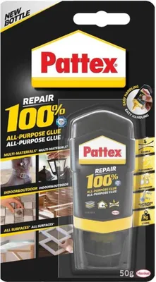 Produktbild von Pattex 1978428, 50 ml, Keramiken, Kork, Leder, Metall, Polyvinylchlorid (PVC), Kunststoff, Polystyrene, Holz, 86400 s, 27 mm, 120 mm, 215 mm
