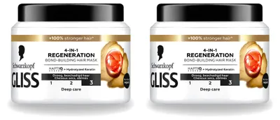 Productafbeelding van 2 x Gliss Total Repair 4-in-1 haarmasker voor intensieve herstelwerking - 400 ml - Voordeelverpakking - 2 stuks
