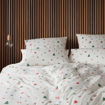 Produktbild von elegante Soft-Flanell Bettwäsche Joyful weiß 135x200 cm + 80x80 cm