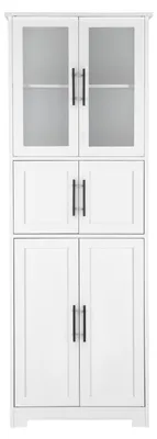 Produktbild von Küchenschrank Hochschrank Vitrinenschrank mit Schublade Glastüren Badezimmerschrank Badschrank mit 6 Türen
