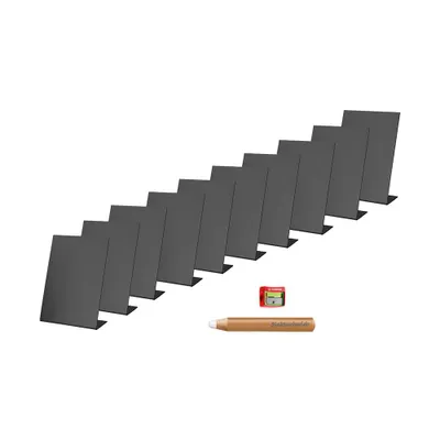 Produktbild von Sparpack 10 x beschreibbare Tischkreidetafeln A5 + 1 Kreidestift und passendem Spitzer