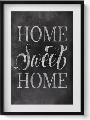 Produktbild von Inschrift für eine Wohnung „home, sweet home“– Wandbild mit Rahmen – Gerahmtes Bild – Wanddekoration – 50x70 cm – Schwarz Rahmen