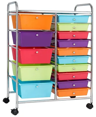 Immagine prodotto di Carrello portaoggetti con 15 cassetti impilabili, dimensioni 62,5 x 37 x 87 cm