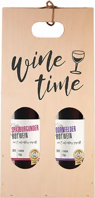 Image de Moselland 2 sacs en bois Wine Time avec vin rouge 2 x 750ml