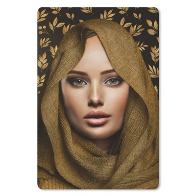 Produktbild von MuchoWow® Mauspad Mousepad Frau - Laub - Kopftuch 18x27 cm - Mousepads - Maus Mat - Pad - Mausunterlage