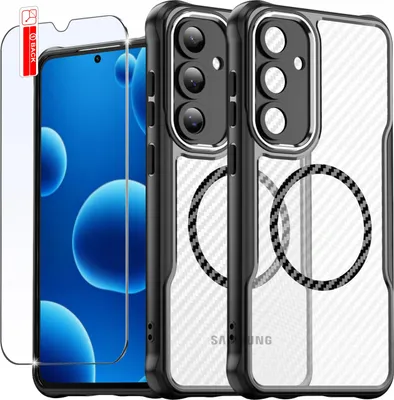 Zdjęcie produktu dla Etui Do Samsung S25|Do Magsafe, Czarne Matowe, Trwałe, Wzmacniane| + Szkło