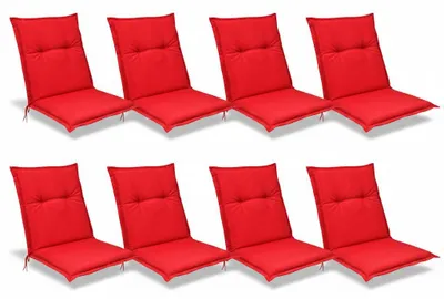 Immagine prodotto di Beautissu Set di 8 cuscini per sedie a schienale basso Base NL, 100x50 cm, rosso