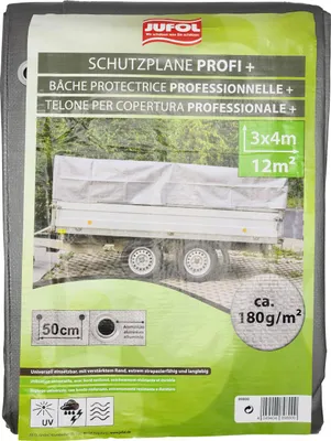 Produktbild von JUFOL Profi+ Abdeckplane 3x4 m mit Ösen 50 cm wasserdicht reißfest Gewerbeplane