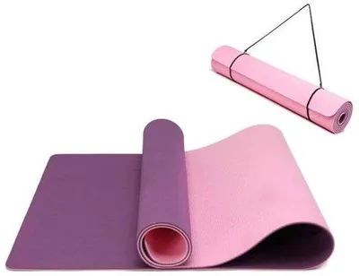 Produktbild von Yogamatte, rutschfeste Sportmatte aus TPE mit Tragegurt, Gymnastikmatte für Pilates, Training, Fitnessmatte, 183 x 61 x 0,6 cm, lila