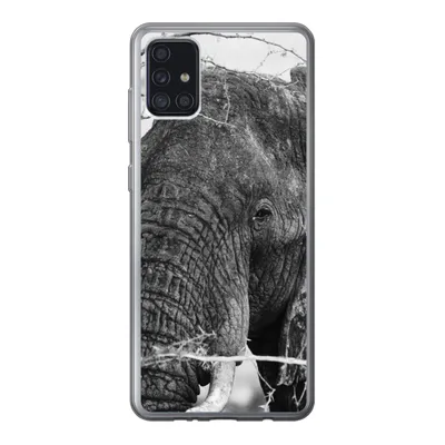 Produktbild von MuchoWow® Handyhülle Schutzhülle Hülle für Samsung Galaxy A52 5G Elefant - Tiere - Äste - Natur - Schwarz und weiß Silikon Softcase Handy Hülle - Umschlag