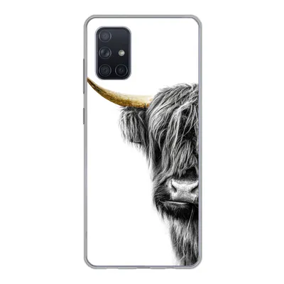 Produktbild von MuchoWow® Handyhülle Schutzhülle Hülle für Samsung Galaxy A51 Schottischer Highlander - Tiere - Schwarz und Gold Silikon Softcase Handy Hülle - Schutzabdeckung
