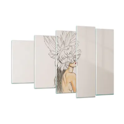 Produktbild von Bilder auf glas - 5 Teile - Mode Frau Zeichnung - 150x100cm - Glasbilder - Wandbilder - Bilder - zum Aufhängen bereit - Wanddekoration aus Glas - Glas Bilder - Wandbild auf Glas - GEG150x100-4873