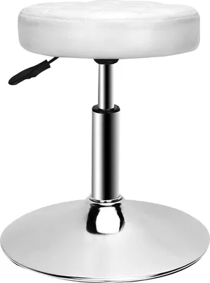 Image de Pouf cuir pivotant réglable 40-53cm chaise de travail - tabouret de massage souple - couleur bureau de bar (blanc)