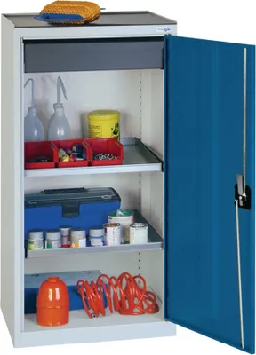 Produktbild von Stumpf Werkzeugschrank grau / blau 1 Schubladen / 2Böden H1000xB500x.500mm mit 1 Flügeltür - 3001174