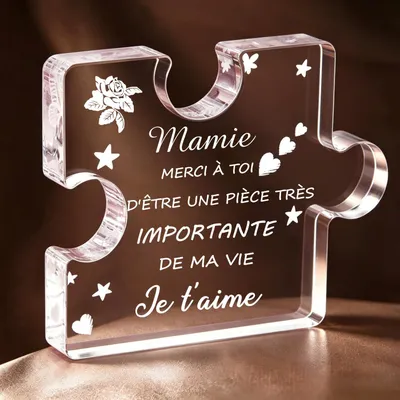 Productafbeelding van Puzzelblok - Met acrylgravure - Decoratief en speelbaar - Transparant