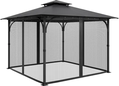 Image de SucceBuy Moustiquaire pour Pavillon Moustiquaire de remplacement 275x275x196cm Filet