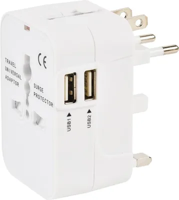 Zdjęcie produktu dla ERARD - Adapter podróżny + ładowarka 2 USB 2.4A (Smart Charge) - 728752