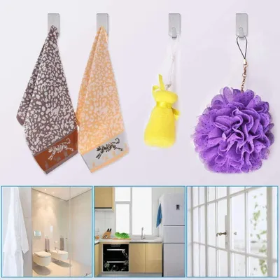 Produktbild von 12 Stück selbstklebende Wandhaken, selbstklebende Haken für Küche und Badezimmer, selbstklebende Handtuchhaken ohne Bohren, rostfreier Stahl