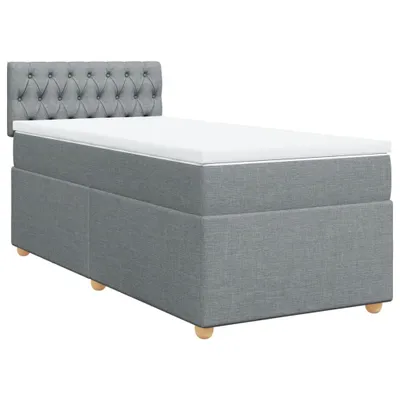 Produktbild von Boxspringbett mit Matratze Hellgrau 90x200 cm Stoff