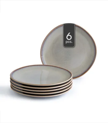 Produktbild von Dessertteller - Ø 23 cm - Beige - Grau - Steingut - mit Reaktivglasur - 6er Set