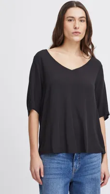 Produktbild von Ichi IHMARRAKECH Damen Bluse Shirt Blusenshirt V-Ausschnitt Halbarm Regular Fit