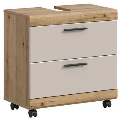 Produktbild von Waschtisch Scout auf Rollen | mit Schubkästen | Kaschmir / Evoak Oak