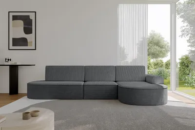 Produktbild von ALTDECOR Ecksofa mit Schlaffunktion und Bettkasten - MARI-L2-S - 368X167X85 - Dunkelgrau Corner Sofa Eckcouch Couch L-Form, links/rechts angeordnet, Schlafcouch Ausziehbar Wohnlandschaft