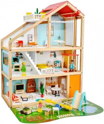 Imagen del producto de Casa de muñecas de 3 pisos, con muebles. Casa de juegos para niños