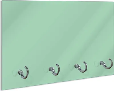 Produktbild von Wallario Schlüsselbrett aus Glas, Motiv: Pastellgrün, 30 x 20 cm mit 4 Haken