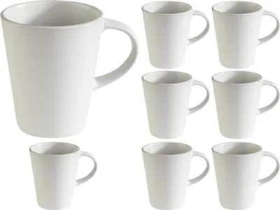 Produktbild von Kaffeetassen - 440 ml - Weiß matt - Steingut - 8er Set