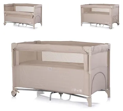 Produktbild von Chipolino Reisebett Relax Leinen 2 Ebenen Tasche, Reißverschluss, Räder, faltbar beig beige braun