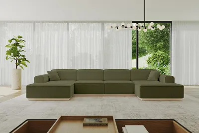 Produktbild von ALTDECOR Ecksofa in U-Form IREA-U2 386x165x80 cm Grün Corner Sofa Bett Eckcouch Couch L-Form Wohnlandschaft Cauchsofa