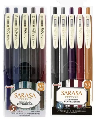 Productafbeelding van Zebra sarasa Clip 0.5 intrekbare gelinktpen - Rubberen grip - 0,5 mm - Vintage kleuren