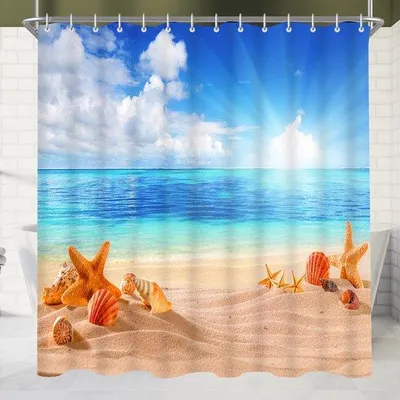 Zdjęcie produktu dla Niebieska zasłona prysznicowa 150 x 180 cm do nowoczesnych łazienek