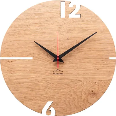 Produktbild von Huamet Holz-Wanduhr Puhr Eiche rund