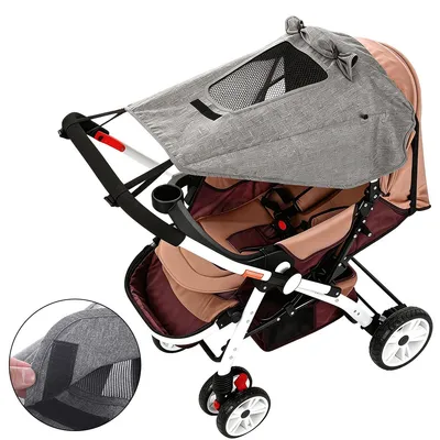 Produktbild von Universal Kinderwagen Sonnenschutz mit UV-Schutz UPF 50+,Wasserabweisendes Sonnensegel aus Kationen-Stoff,Flexibles Sonnenverdeck mit Sichtfenster für Buggy & Sportwagen
