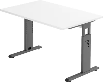 Produktbild von bümö Schreibtisch Serie-O - Nachbildung: Weiß, Größe:  120 x 80 cm, Gestell: Graphit