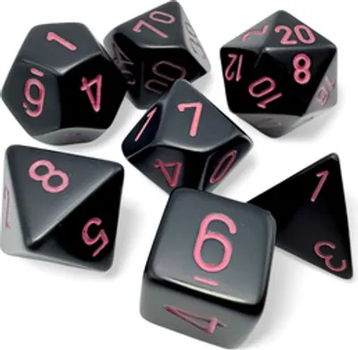 Produktbild von Chessex - Opaque - 7-Die Set - Black/Pink