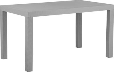 BELIANI Gartentisch hellgrau Rattanoptik 140 x 80 cm Outdoor