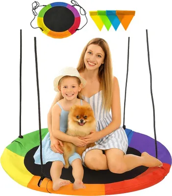 Zdjęcie produktu dla Ekspand | Huśtawka „Gniazdo bociana” – wielokolorowa – 120 cm – maks. 150 kg – huśtawka ogrodowa