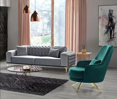 Produktbild von Luxus Wohnzimmer Set Modern Möbel Sessel Mehrfarbig Dreisitzer Design Neu
