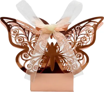Image de 50 Pack 3D Papillon Laser Cut Wedding Party Favor Box Sac à bonbons Cadeau Chocolat Boîtes Bride Anniversaire Douche Bomboniere
