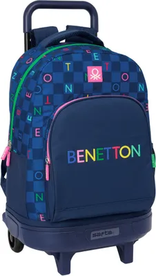 Immagine prodotto di Zaino scuola con ruote Benetton Damero blu navy 33 x 45 x 22 cm