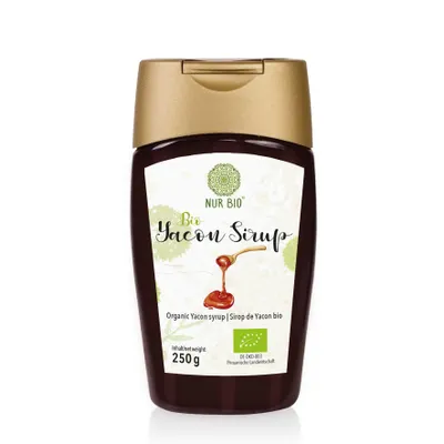 Produktbild von NUR BIO Bio Yacon Sirup kalorienarmer Honig Ersatz vegan ohne Zusätze 250g