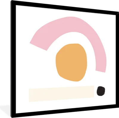 Produktbild von MuchoWow® Gerahmtes Poster Geometrische Formen - Minimalismus - Pastell 40x40 cm - Poster mit Schwarzem Bilderrahmen Wandposter Rahmen Foto Bilder - Mit Rahmen - Wanddekoration Schlafzimmer