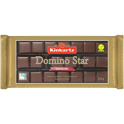 A package of Kinkartz Domino Star chocolates.