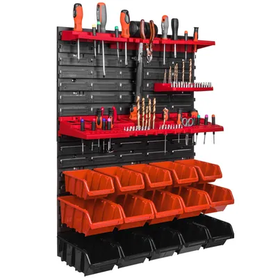 Obrázek produktu pro Nástěnná police 576 x 780 mm na nářadí 15 ks stohovacích boxů z plastu