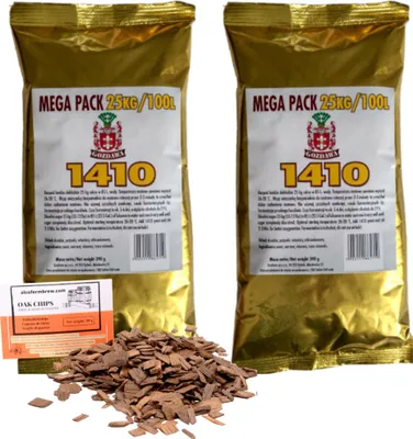 Produktbild von 2 x Turbo Hefe 390g – 1410 for 100L + Oak Chips, Turbohefe, Wodkahefe, Hefe für Maische