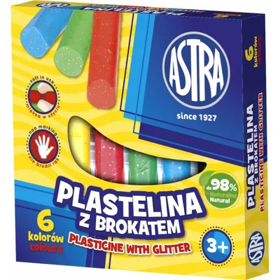 Image de ASTRA Plastilin avec paillettes 6 couleurs